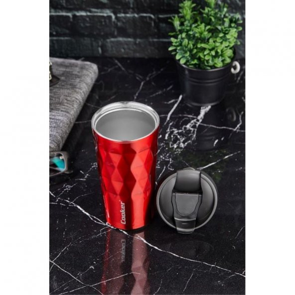 Cooker Prizma 350 Ml Çelik Mug Termos Kırmızı CKR2048 - 2