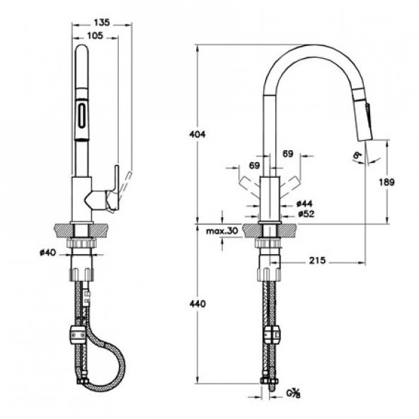 Artema Maestro Pull Down Eviye Bataryası Krom A42145 - 2