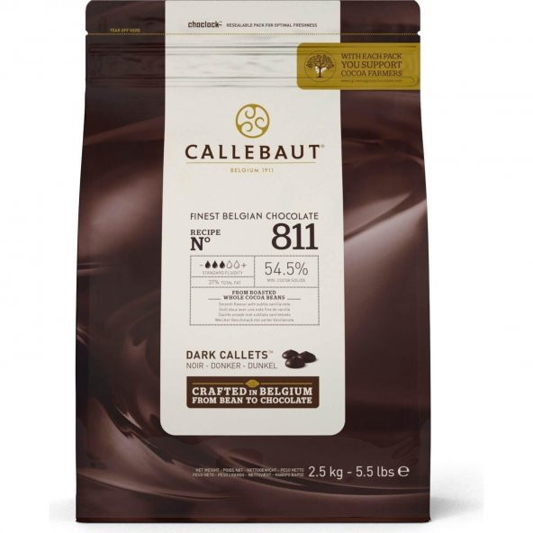 CALLEBAUT BİTTER KUVERTÜR DAMLA  ÇİKOLATA 2,5 KG 811