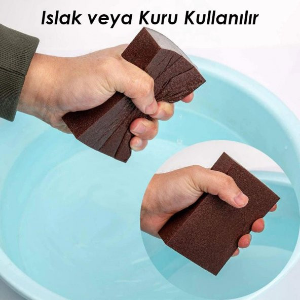 Takoz Sünger Zımpara 80-100-120-150 Kum Karma Paket Kübik El Zımparası Islak Kuru (4Lü SET) - 6