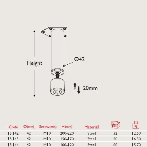 Topak Mobilya Ayağı Parlak Krom - Resim 2
