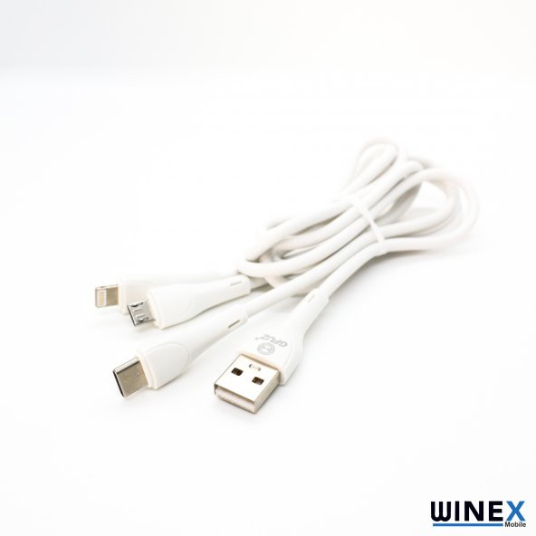 Winex CA107 Gfz 3in1 Micro, Lightning, Type-C Çıkışlı Data ve Şarj Kablosu 3.4A Beyaz - 2