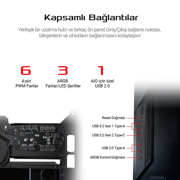 ASUS ROG Z11 ADRESLENEBİLİR RGB FANLI TEMPERLİ CAM USB 3.2 MINI - ATX OYUNCU KASASI - 2