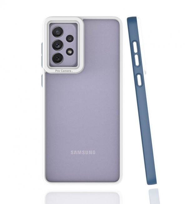 Pilanix Samsung Galaxy A73 Kılıf Renkli Silikon Kenarlı Kamera Korumalı Şeffaf Mima Kapak Lacivert
