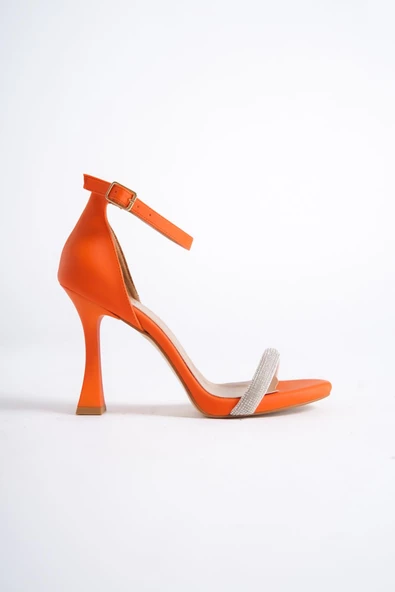 Turuncu Tek Bantlı Platform Kadeh Topuklu Abiye Ayakkabı - Yuffy - Resim 2