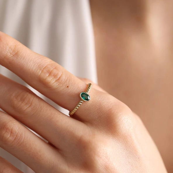 Altın Doğum Taşı Yüzükler 14 Ayar/Ay'lara Göre Taş Rengi - Resim 4