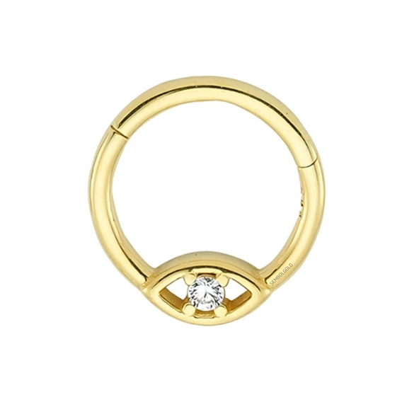 Altın Halka Piercing Tektaş Göz 14 Ayar - 2