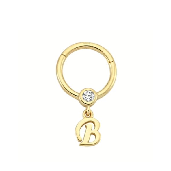 Altın Halka Piercing -B- Harf 14 Ayar - 2