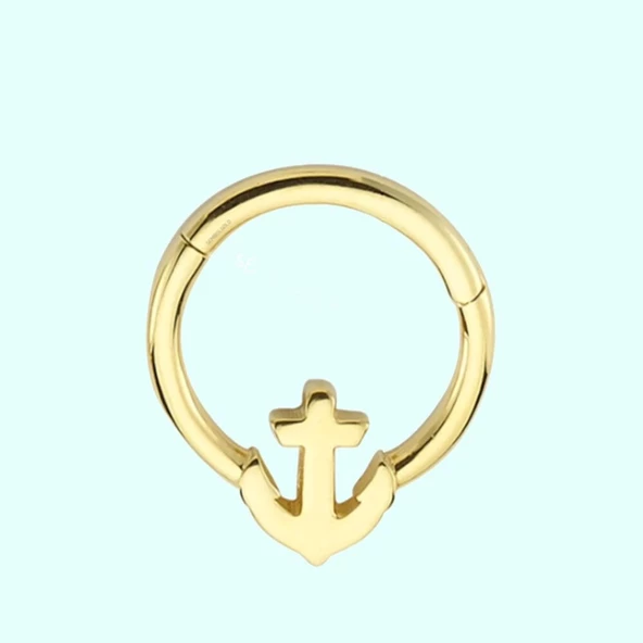 Altın Halka Piercing Çapa 14 Ayar