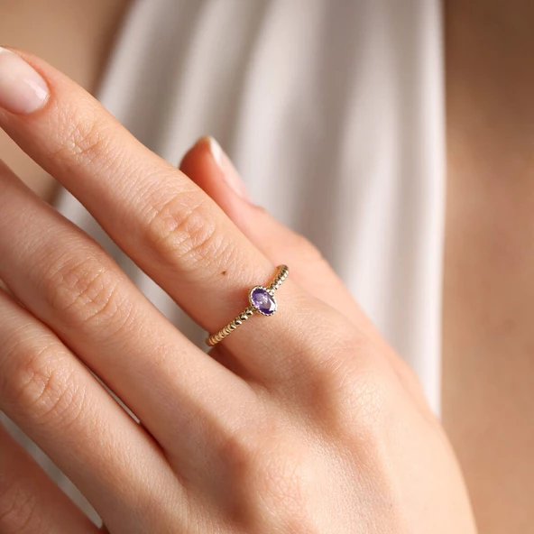 Altın Doğum Taşı Yüzükler 14 Ayar/Ay'lara Göre Taş Rengi - Resim 5