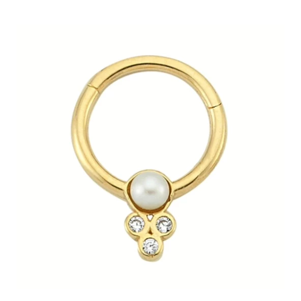 Altın Halka Piercing İnci Form 14 Ayar - Resim 2