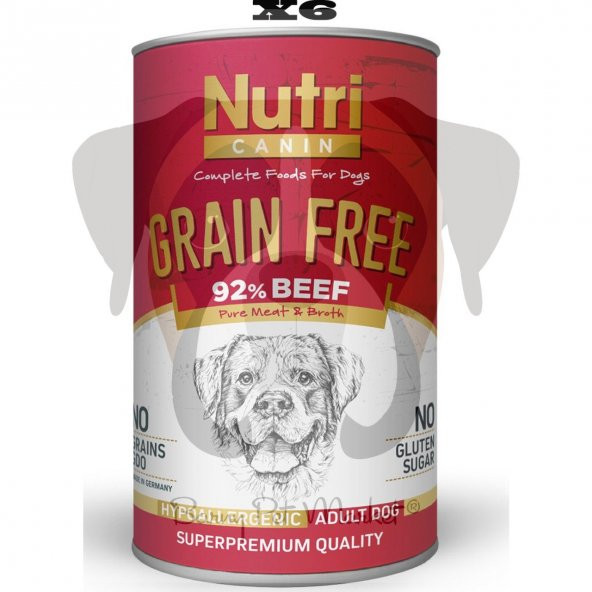 Nutri Canin Tahılsız Sığır Etli & Tatlı Patatesli Köpek Konservesi 400 gr x 6 Adet