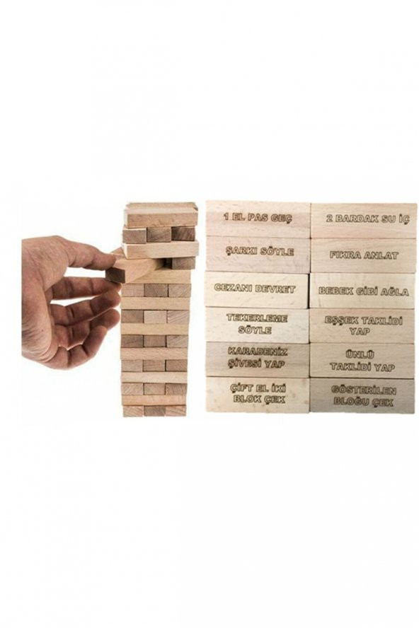 Trendy Toys Cezalı Jenga - Denge Oyunu - 54 Parça Doğal Ahşap Jenga - 2