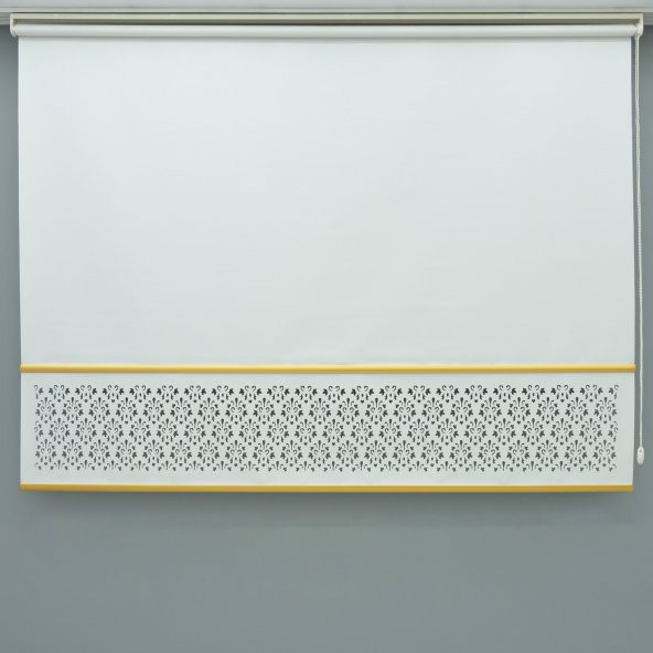 Lazer Kesim Stor Perde - Gold Lama Detaylı  Beyaz 240x260 cm - 2