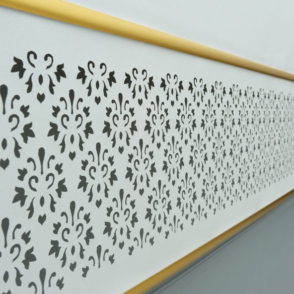 Lazer Kesim Stor Perde - Gold Lama Detaylı  Beyaz 240x260 cm - 3