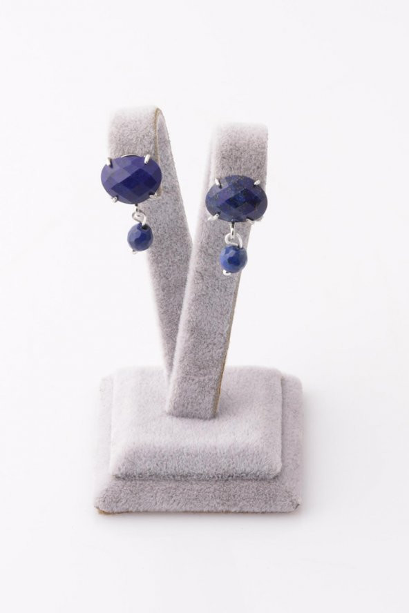 Lapis Lazuli Doğal Taş Küpe - 2