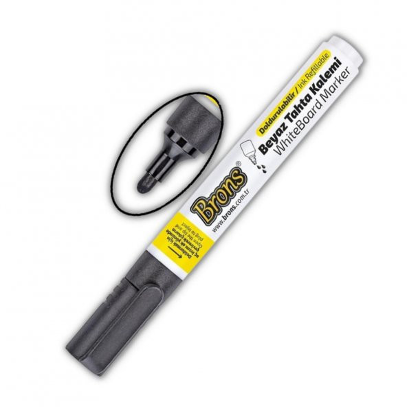 Siyah Yazı Tahta Kalemi Doldurulabilir 2 Adet ve Silinebilir Mürekkep 30 ml 1 Adet Brons Yazı Tahta Kalem Seti - 5