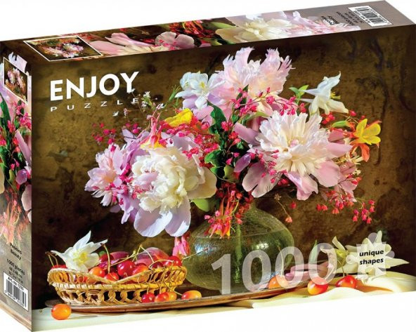 Enjoy 1000 Parça Vazoda Çiçekler ve Meyveler Puzzle