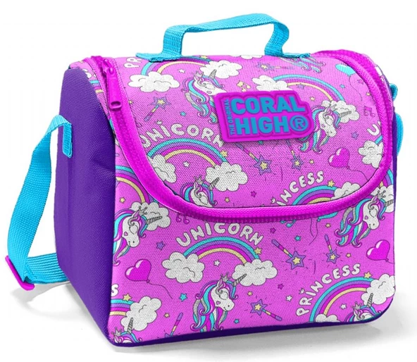 Coral High Pembe Unicorn Baskılı Termoslu Beslenme Çantası - Kız Çocuk ürün görseli