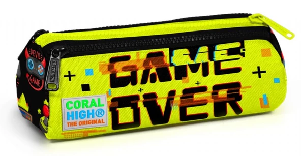Coral High Game Over Baskılı Üç Bölmeli Kalem Çantası -Erkek Çocuk