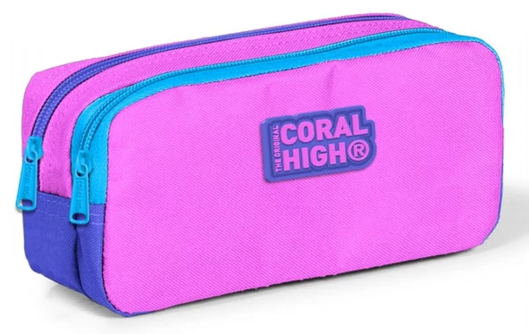 Coral High Pembe-Mavi İki Bölmeli Kalem Çantası -Kız Çocuk