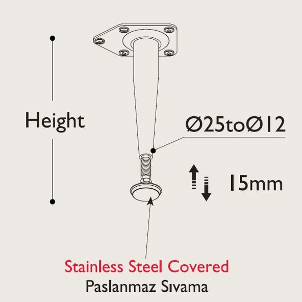 Konik Mobilya Ayağı Parlak Krom - 2