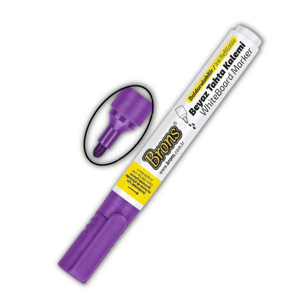 Mor Yazı Tahta Kalemi Doldurulabilir 2 Adet ve Silinebilir Mürekkep 30 ml 1 Adet Brons Yazı Tahta Kalem Seti - 3