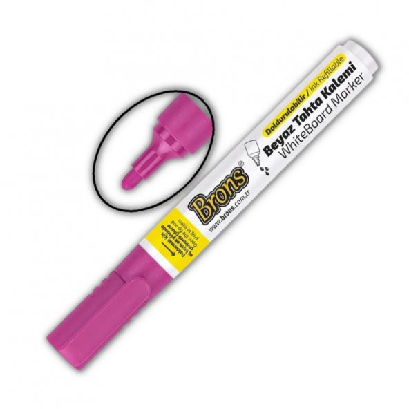 Pembe Yazı Tahta Kalemi Doldurulabilir 2 Adet ve Silinebilir Mürekkep 30 ml 1 Adet Brons Yazı Tahta Kalem Seti - 3