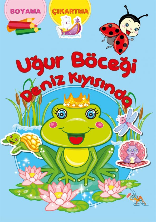 Koloni Çocuk Çıkartmalı Uğur Böceği Deniz Kıyısında Çocuk Boyama Kitabı Eğlenceli ve Eğitici