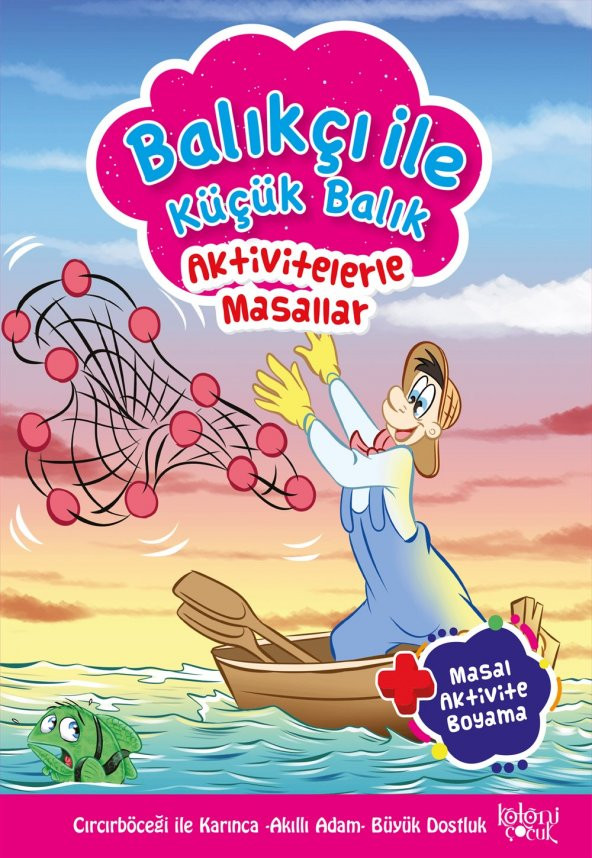 Koloni Çocuk Çocuklar için Aktivitelerle Masallar Balıkçı ile Küçük Balık - Masal Boyama Etkinlik -