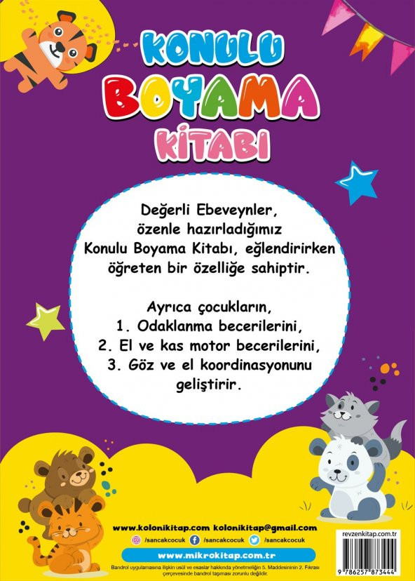 Sancak Çocuk Çocuklar için Konulu Boyama Mor Kitap - Eğlenirken Hayal ve El Becerini Geliştir - 5