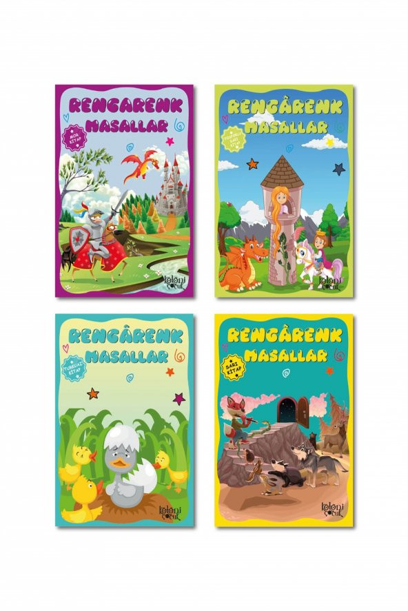 Baloncuk Kitap Çocuklar için Hayal ve Odak Geliştirici Rengarenk Masallar 5 - 4 Kitap Takım