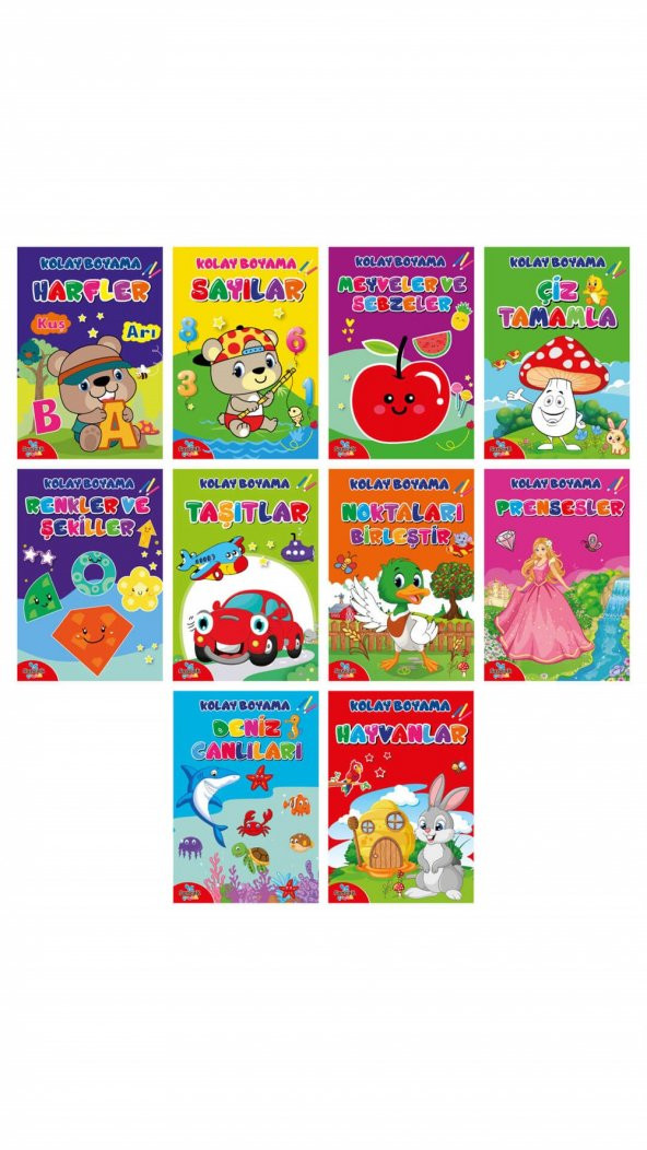 Sancak Çocuk Kolay Boyama Kitapları - Boyama Kitabı 10lu Seri