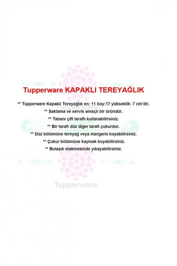 Tupperware Kapaklı Tereyağlık Eko Tereyağ Margarin Saklama Kabı Beyaz - 3