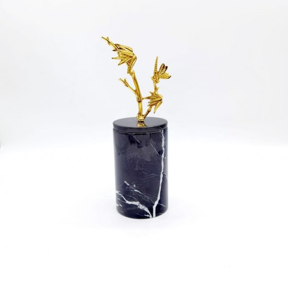 Crearthome Gold Siyah Mermer Dekoratif Aksesuar Büyük Boy 28 cm Kermanhome1