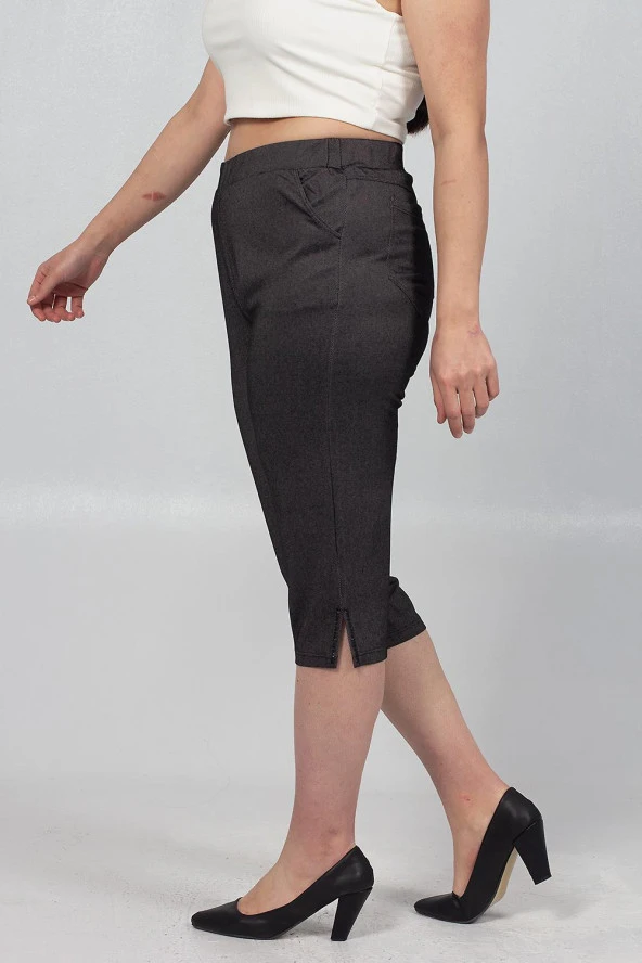 Truva Xxl Büyük Beden Kadın Giyim penye Kot Görünümlü Kapri Renkli Kş012 - 2