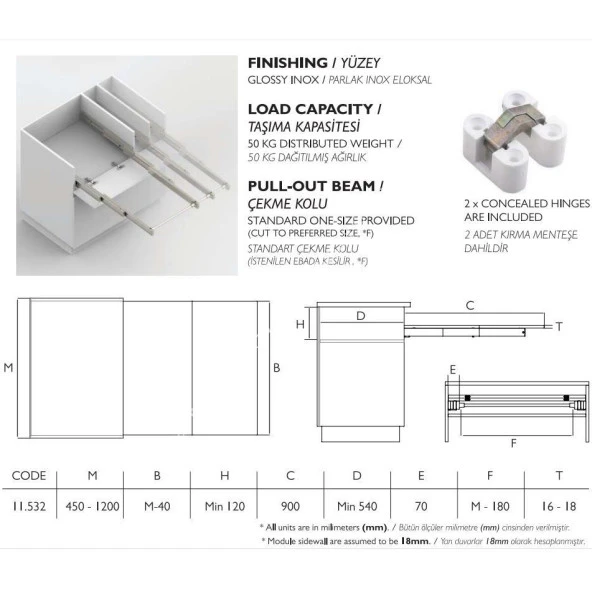 Çekmeceden Açılır Masa Ayağı Seti - Resim 6