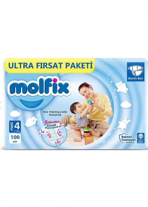 Molfix 4 Numara Maxi Ultra Fırsat Paketi 100 Adet 7- 14 Kg