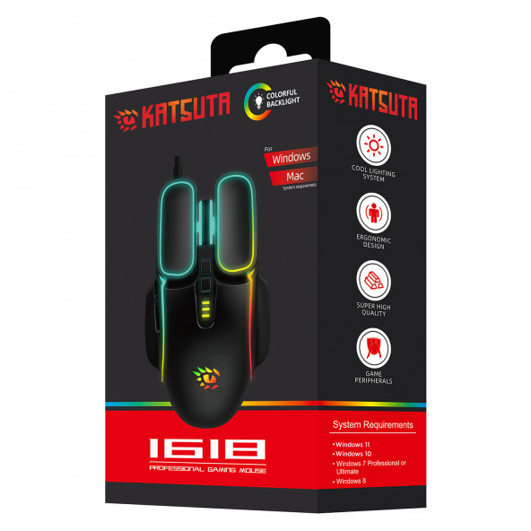 Katsuta T4-1618 Mortimus Rgb Işıklı 7200DPI Macrolu Gaming Oyuncu Mouse - 8