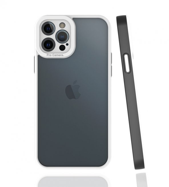 KNY Apple İphone 12 Pro Kılıf Renkli Silikon Kenarlı Kamera Korumalı Şeffaf Mima Kapak Siyah
