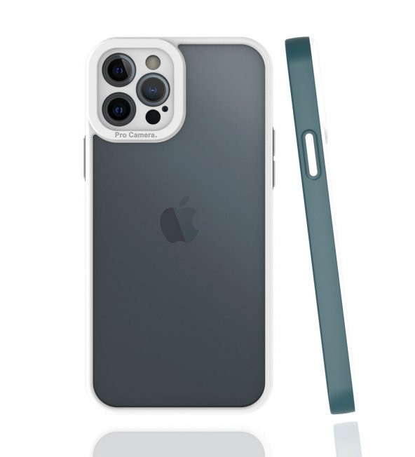 KNY Apple İphone 12 Pro Kılıf Renkli Silikon Kenarlı Kamera Korumalı Şeffaf Mima Kapak Yeşil
