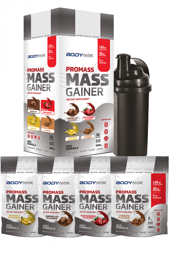 Bodymax Promass 6000 Gr Mix Muz Çikolata Çilek Kurabiye + Shaker - 1