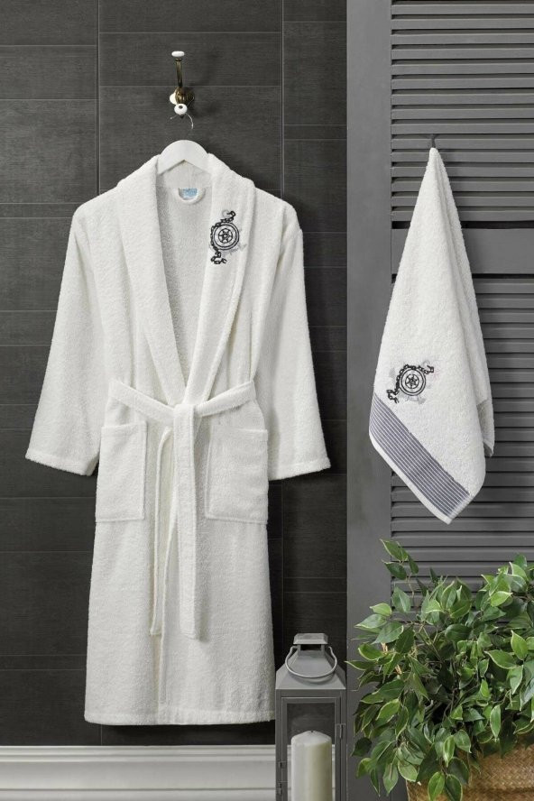 Erkek Havlulu Banyo Bornoz Takımı 100 Pamuklu Bornoz - 2