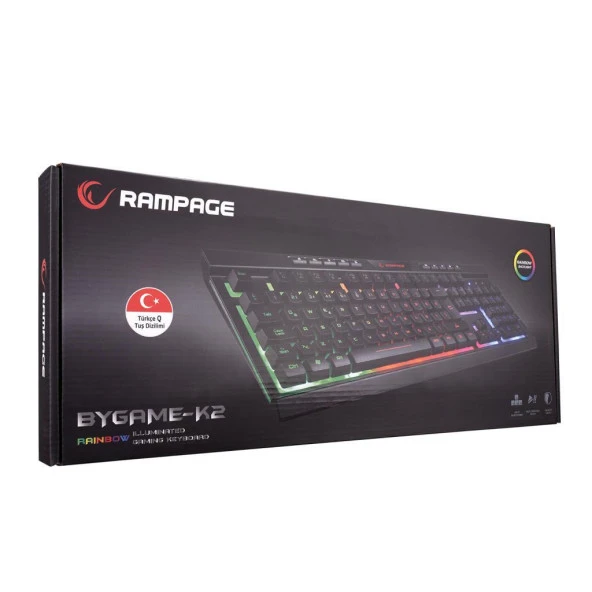 Rampage BYGAMEX-K2 Rainbow Aydınlatmalı Multimedia Gaming Oyuncu Klavyesi - 6