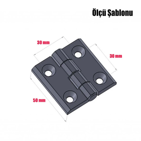 Metal Yaprak Menteşe Mat Siyah 50 x 50 mm - Resim 3