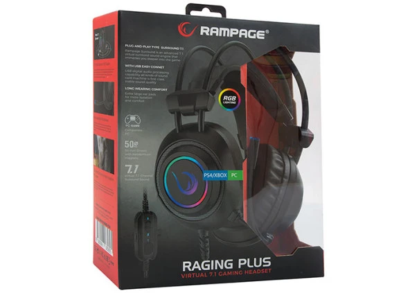 RAMPAGE RM-K19 RAGING PLUS Siyah USB 7,1 RGB LEDLİ OYUNCU KULAKLI - 7