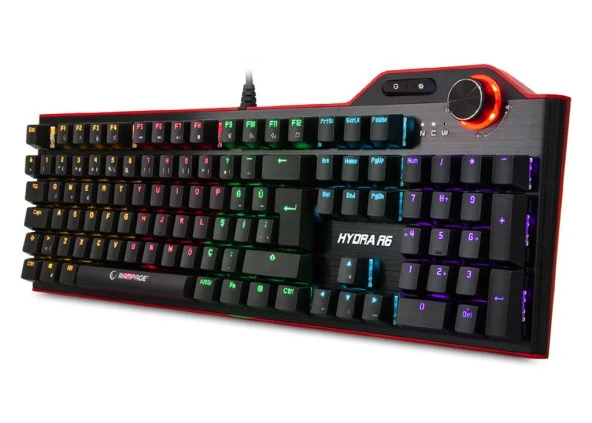 Rampage Hydra R6 Full Color RGB LED Gaming Pro RED Switch Aluminy - 5