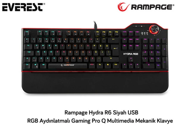 Rampage Hydra R6 Full Color RGB LED Gaming Pro BLUE Switch Alminy - 7