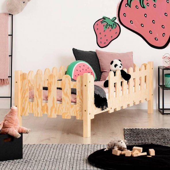 Markaawm Montessori Yatak Çocuk ve Bebek Karyola Doğal Çam Violet