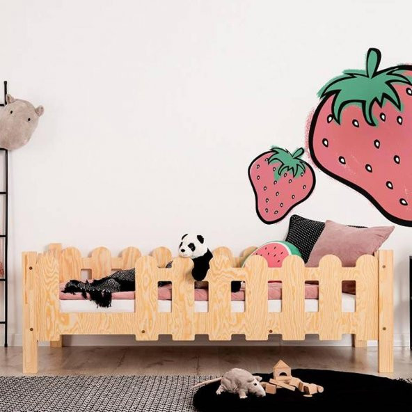 Markaawm Montessori Yatak Çocuk ve Bebek Karyola Doğal Çam Violet - 2